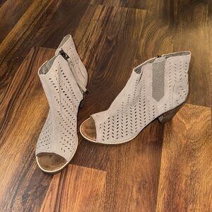 TOMS heeled, open toe booties